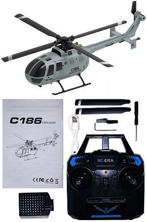 RC ERA C186 BO-105 C186 Pro RC Helicopter with 1 battery RTF Gray