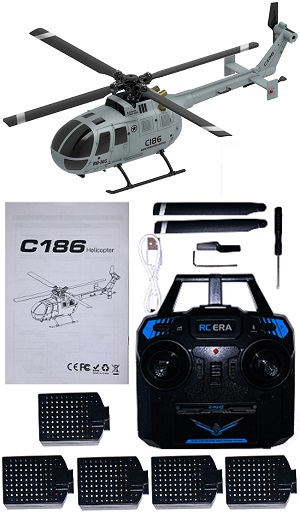 RC ERA C186 BO-105 C186 Pro RC Helicopter with 5 battery RTF Gray