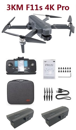 New SJRC F11s 4K PRO 3KM RC Drone with portable bag and 3 battey RTF