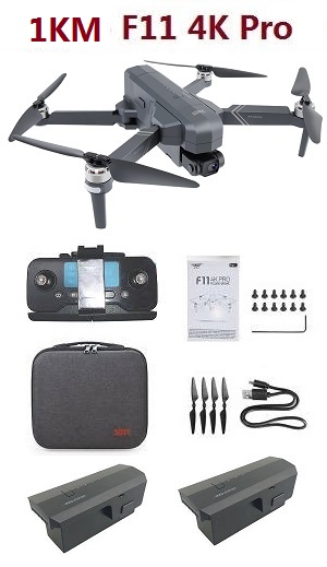 SJRC F11 4K Pro RC Drone with portable bag and 3 battey RTF