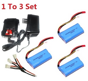 MJX F45 F645 helicopter spare parts todayrc toys listing 1 to 3 balance charger + 3*battery 7.4v 2200mAh red JST plug set
