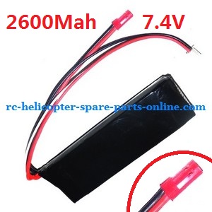 MJX F45 F645 helicopter spare parts todayrc toys listing battery 7.4v 2600mAh red JST plug