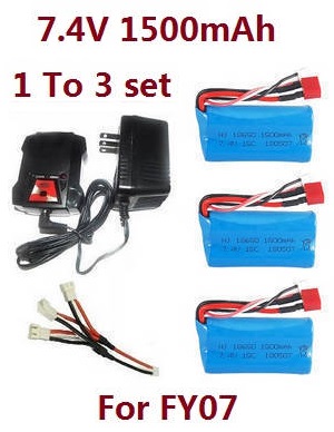 Feiyue FY06 FY07 RC truck car spare parts todayrc toys listing 1 to 3 balance charger set + 3*7.4V 1500mAh battery set For FY07