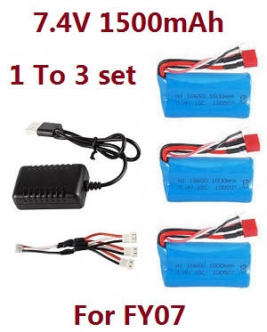 Feiyue FY06 FY07 RC truck car spare parts todayrc toys listing 1 to 3 USB charger set + 3*7.4V 1500mAh battery set For FY07