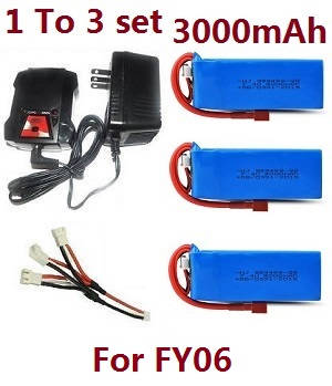 Feiyue FY06 FY07 RC truck car spare parts todayrc toys listing 1 to 3 balance charger set + 3*7.4V 3000mAh battery set For FY06