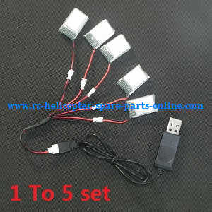 JJRC H20C H20W quadcopter spare parts todayrc toys listing 1 To charger wire set + 5*3.7V 280mAh battery set