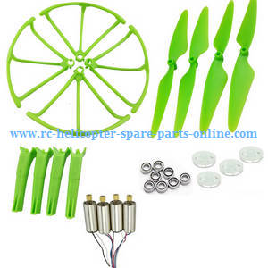 Hubsan H216A RC Quadcopter spare parts todayrc toys listing main motors + main blades + protection frame + undercarriage + main gears + bearings (Green)