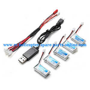JJRC H22 quadcopter spare parts todayrc toys listing 1 To 5 charger wire + USB charger + 5*3.7V 220mAh battery set