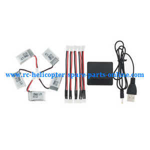 JJRC H36 E010 quadcopter spare parts todayrc toys listing 1 to 5 connect wire plug + charger box + 5* battery 3.7V 150mAh set