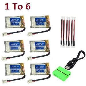 JJRC H36F RC quadcopter drone spare parts 1 to 6 charger set + 6* 3.7V 200mAh battery set