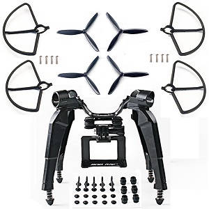 Hubsan H501C RC Quadcopter spare parts todayrc toys listing upgrade undercarriage + camera plate form for Gopro + 3-leaf blades and protection frame kit (Black)