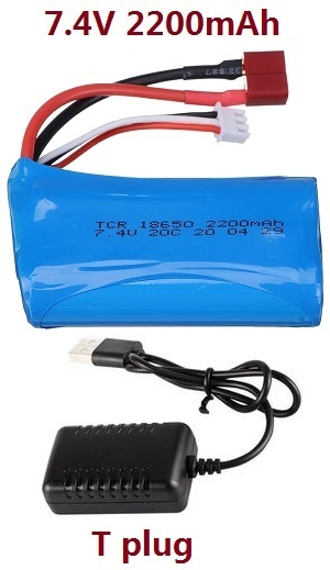 Haiboxing HBX 2105A T10 T10PRO Truck RC car vehicle spare parts 7.4V 2200mAh battery Red T Plug with USB charger wire