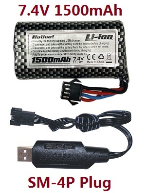Haiboxing HBX 2105A T10 T10PRO Truck RC car vehicle spare parts Battery Pack,(Li-ion 7.4V,1500mAH), 4P Connector T10013 with USB charger wire