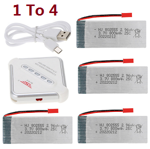 JJRC H12CH H12WH H12C H12W drone quadcopter spare parts 1 to 4 charger set + 4*7.4V 800mAh battery set