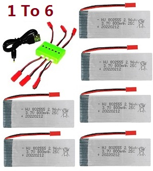 JJRC H12CH H12WH H12C H12W drone quadcopter spare parts 1 to 6 charger set + 6*7.4V 800mAh battery set