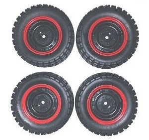 JJRC Q130 Q141 Q130A Q130B Q141A Q141B D843 D847 GB1017 GB1018 Pro RC Car Vehicle spare parts tire assembly 6137 Red 4pcs - Click Image to Close