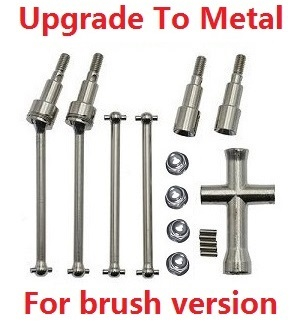 JJRC Q130 Q141 Q130A Q130B Q141A Q141B D843 D847 GB1017 GB1018 Pro RC Car Vehicle spare parts upgrade to metal front CVD and rear axle dogbone set (For brush version) - Click Image to Close