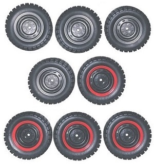 JJRC Q130 Q141 Q130A Q130B Q141A Q141B D843 D847 GB1017 GB1018 Pro RC Car Vehicle spare parts wheels 8pcs Red + Black - Click Image to Close