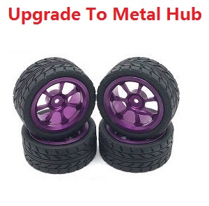 JJRC Q130 Q141 Q130A Q130B Q141A Q141B D843 D847 GB1017 GB1018 Pro RC Car Vehicle spare parts upgrade to metal hub tires set Purple - Click Image to Close