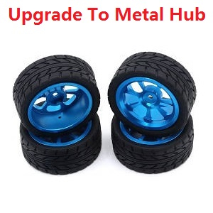 JJRC Q130 Q141 Q130A Q130B Q141A Q141B D843 D847 GB1017 GB1018 Pro RC Car Vehicle spare parts upgrade to metal hub tires set Blue - Click Image to Close