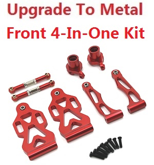 JJRC Q130 Q141 Q130A Q130B Q141A Q141B D843 D847 GB1017 GB1018 Pro RC Car Vehicle spare parts upgrade to metal 4-In-One Kit Red - Click Image to Close