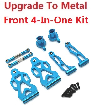 JJRC Q130 Q141 Q130A Q130B Q141A Q141B D843 D847 GB1017 GB1018 Pro RC Car Vehicle spare parts upgrade to metal 4-In-One Kit Blue - Click Image to Close