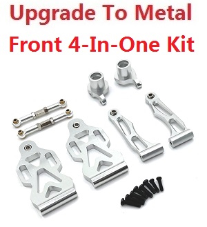 JJRC Q130 Q141 Q130A Q130B Q141A Q141B D843 D847 GB1017 GB1018 Pro RC Car Vehicle spare parts upgrade to metal 4-In-One Kit Silver - Click Image to Close