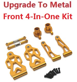 JJRC Q130 Q141 Q130A Q130B Q141A Q141B D843 D847 GB1017 GB1018 Pro RC Car Vehicle spare parts upgrade to metal 4-In-One Kit Gold - Click Image to Close