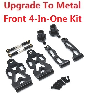 JJRC Q130 Q141 Q130A Q130B Q141A Q141B D843 D847 GB1017 GB1018 Pro RC Car Vehicle spare parts upgrade to metal 4-In-One Kit Black - Click Image to Close