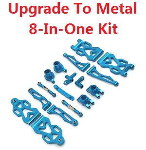 JJRC Q130 Q141 Q130A Q130B Q141A Q141B D843 D847 GB1017 GB1018 Pro RC Car Vehicle spare parts upgrade to metal 8-In-One Kit Blue - Click Image to Close