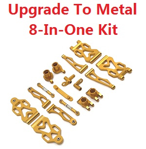 JJRC Q130 Q141 Q130A Q130B Q141A Q141B D843 D847 GB1017 GB1018 Pro RC Car Vehicle spare parts upgrade to metal 8-In-One Kit Gold