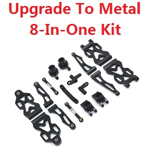 JJRC Q130 Q141 Q130A Q130B Q141A Q141B D843 D847 GB1017 GB1018 Pro RC Car Vehicle spare parts upgrade to metal 8-In-One Kit Black - Click Image to Close