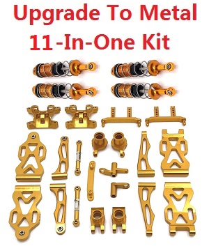 JJRC Q130 Q141 Q130A Q130B Q141A Q141B D843 D847 GB1017 GB1018 Pro RC Car Vehicle spare parts upgrade to metal 11-In-One Kit Gold - Click Image to Close