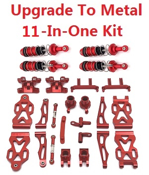 JJRC Q130 Q141 Q130A Q130B Q141A Q141B D843 D847 GB1017 GB1018 Pro RC Car Vehicle spare parts upgrade to metal 11-In-One Kit Red