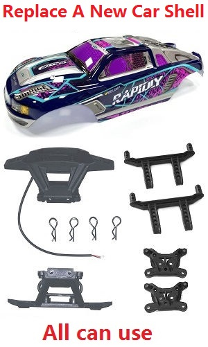 JJRC Q130 Q141 Q130A Q130B Q141A Q141B D843 D847 GB1017 GB1018 Pro RC Car Vehicle spare parts modiy to new car shell set Purple - Click Image to Close
