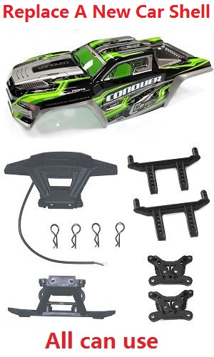 JJRC Q130 Q141 Q130A Q130B Q141A Q141B D843 D847 GB1017 GB1018 Pro RC Car Vehicle spare parts modiy to new car shell set Green