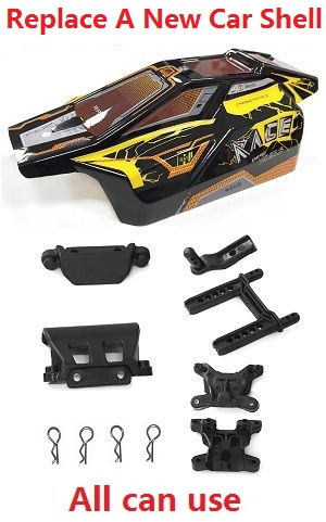 JJRC Q130 Q141 Q130A Q130B Q141A Q141B D843 D847 GB1017 GB1018 Pro RC Car Vehicle spare parts modiy to new car shell set Yellow - Click Image to Close