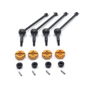 JJRC Q146 Q146A Q146B RC Car vehicle spare parts upgrade to metal CVD drive set with hexagon wheel seat and M3 flange nuts Gold