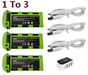 JJRC X17 G105 Pro RC quadcopter drone spare parts todayrc toys listing 1 to 3 charger set + 3*11.1V 2850mAh battery Green set
