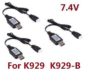 Wltoys K929 K929-A K929-B RC Car spare parts todayrc toys listing USB charger wire 7.4V 3pcs - Click Image to Close
