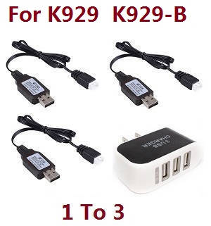 Wltoys K929 K929-A K929-B RC Car spare parts todayrc toys listing 1 to 3 charger adapter with 3*7.4V USB charger wire - Click Image to Close
