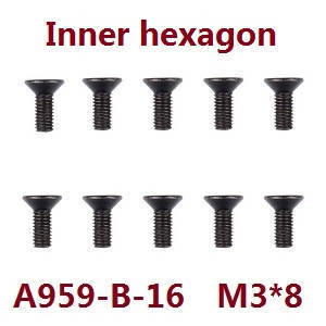 Wltoys K929 K929-A K929-B RC Car spare parts todayrc toys listing inner hexagon screws M3*8 A959-B-16 - Click Image to Close