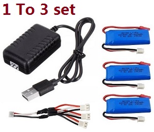 *** Today's deal *** Wltoys XK 284131 car parts 1 to 3 USB charger wire set + 3*7.4V 400mAh battery set