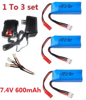 Wltoys XK 284131 RC Car spare parts todayrc toys listing 1 to 3 charger set + 3*7.4V 600mAh battery set - Click Image to Close