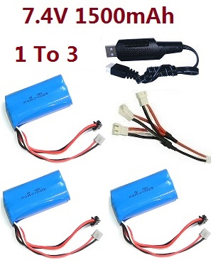 Lead Honor LH-1301 LH 1301 RC Helicopter spare parts 1 to 3 USB charger wire set + 3*7.4V 1500mAh battery set