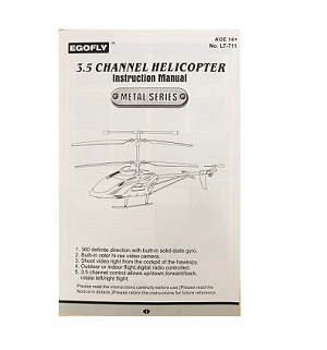 Egofly LT-711 LT-713 RC helicopter spare parts todayrc toys listing English manual book