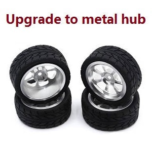 MJX Hyper Go 14209 MJX 14210 RC Car spare parts upgrade to metal hub tires set (Silver)