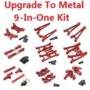 MJX Hyper Go 14209 MJX 14210 RC Car spare parts upgrade to metal 9-In-One Kit Red - Click Image to Close