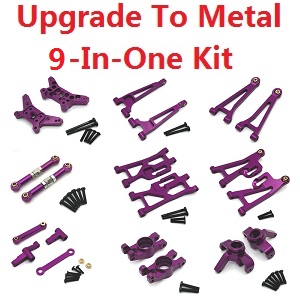 MJX Hyper Go 14209 MJX 14210 RC Car spare parts upgrade to metal 9-In-One Kit Purple - Click Image to Close