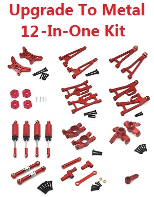 MJX Hyper Go 14209 MJX 14210 RC Car spare parts upgrade to metal 12-In-One Kit Red - Click Image to Close